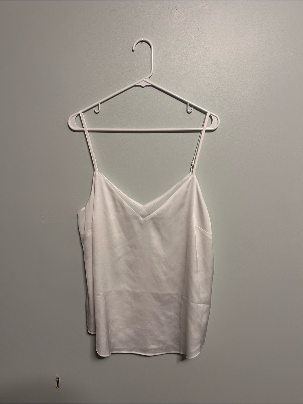 White House Black Market White Satin V-Neck Camisole